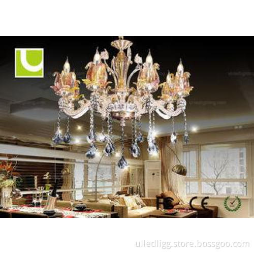 Traditional Hanging K9 Crystal Ceiling Lamp LED Pendant Cha